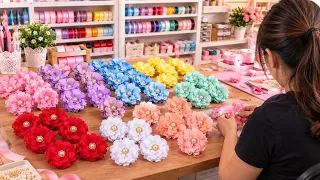 💖Faça Essas Flores de Fita Para Vender e Lucre com Artesanato! 💰