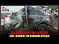 Car Crashes Into Pole In Major Self-Accident On Kadamba Bypass