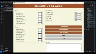 Restaurant Billing System using Python Tkinter Restaurant Management System Project in Python