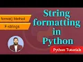 String Formatting in Python format Method F String Python Tutorials for Beginners Hindi