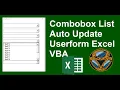 Combobox List Auto Upadate Userform Excel VBA