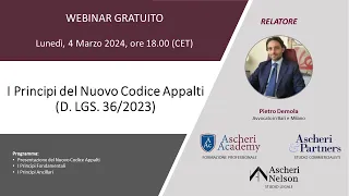 Webinar: I Principi del Nuovo Codice Appalti (D. LGS. 36/2023)