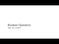 Boolean Operators