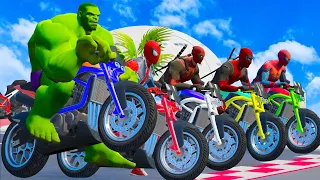 Superhero Motorcycle Race – Hulk vs Deadpool Team