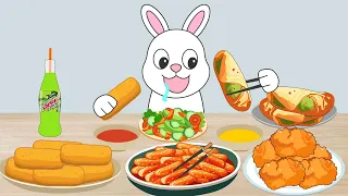 🔥 ASMR Mukbang Animation | Mozzarella Stick, Tteokbokki, Fried Chicken, Spring Rolls | AZD Animation