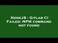 NodeJS Gitlab CI Failed NPM command not found