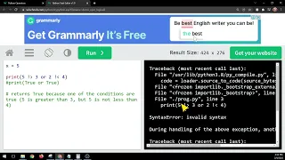 W3schools Python - Logical Operators and or not