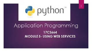 17CS664 PYTHON MODULE - 5 Part