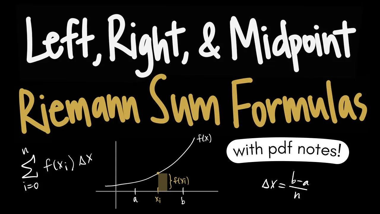 Left, Right, & Midpoint Riemann Sum Formulas