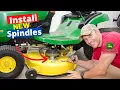 How to install new spindles GY20454 on John Deere 100 series lawn mower