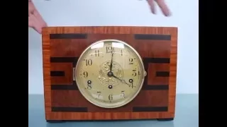 Sold KIENINGER Antique Mantel Clock INLAY Art Deco WESTMINSTER Germany Shelf LARGE
