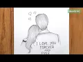 Drawing young loving couple - simple and easy