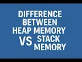 Difference between Heap memory and Stack Memory