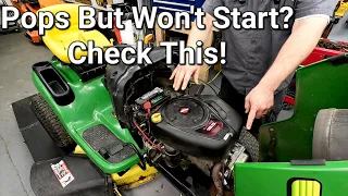 John Deere L108 Won t Start Just Pops Full Engine Diagnosis Repair Walkthrough