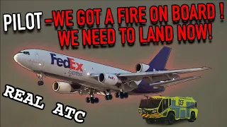 REAL ATC | Mayday mayday mayday, we have fire on board. FedeEX DC10