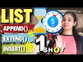 Append vs Extend vs Insert Master Class 12 CS List Methods in Just 5 Minutes