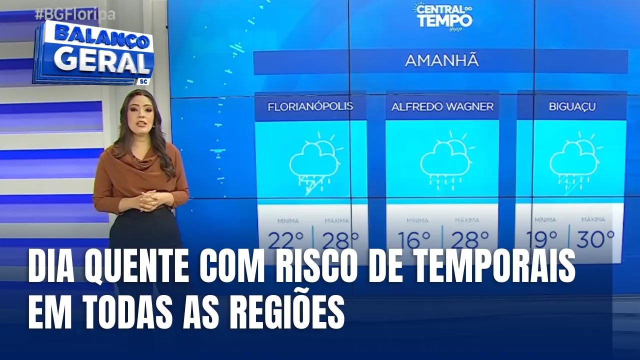 Central do Tempo: sol e temperaturas altas seguidas por tempestades em SC