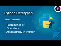 Python Tutorial for Beginners in Hindi Precedence Associativity of Operators in Python