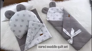 Download Baby nest Eared Swaddle Quilt Set Making | Baby Sleeping Set Sewing 🐰 MP3