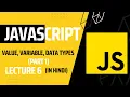 Lecture 6 JavaScript - Value Variable and Data Types Javascript tutorial for beginners