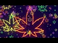Neon Lights Cannabis Leaf Logo Flying Forward 4K Free Colorful Motion Background