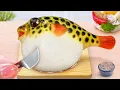 Best Of Seafood | How To Make Miniature Puffer Fish Cheese Noodles | Tina Mini Cooking