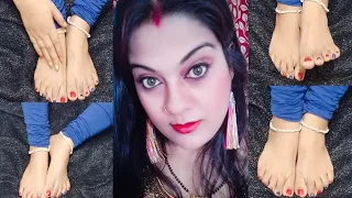  requestedvideo how i feel relaxe through massaging my feet sole and heel red and blue nailpaint