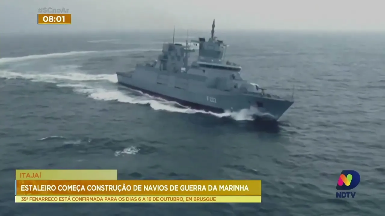 Obras de construção de navios de guerra da marinha iniciam no estaleiro de Itajaí