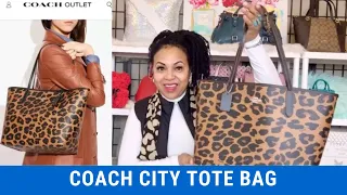 COACH LEOPARD CITY TOTE BAG IN SIGNATURE CANVAS INTERIOR PRINT BAG REVEAL