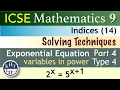 Type 4 Solving Exponential Equations With Variables in Power Indices ICSE Maths 9