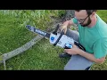 1st Time Using Electric Chainsaw Walmart HART 40 Volt 14 Chainsaw Cutting Limbs