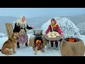 Lagu Snowy Day in IRANI Village | Cooking Stuffed Bread with Lamb in a Mountain