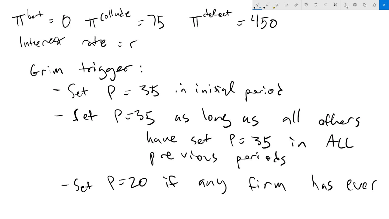 Collusion in Infinitely Repeated Bertrand Models (Example)