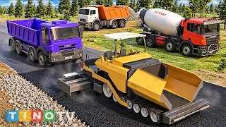 Massive Highway Crash! Dump Truck Cement Truck & Ambulance Fly Over Huge Rock | Rescue & Road Repair