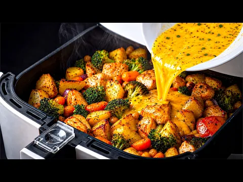 Put Eggs, Chicken & Broccoli in the Air Fryer and THIS Happens… Healthy & Delicious Dinner Recipe!
