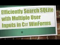 Efficiently Search SQLite with Multiple User Inputs in C WinForms
