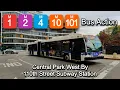 NYCT Bus M1 M2 M4 M10 M101 Buses on Central Park West Outside 110th Street Subway Station