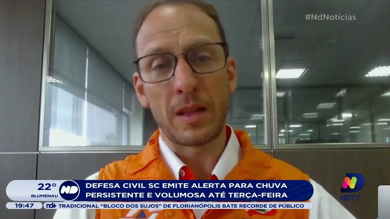 Defesa Civil SC emite alerta para chuva persistente e volumosa até terça-feira