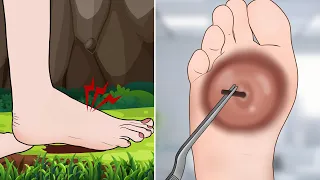 ASMR Help the girl to get rid of foot splinter animation