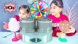 تحدي الآيس كريم بعجلة الحظ الغامضة بماكنة الايس كريم Mystery Wheel Of Ice Cream Challenge 