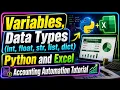 Variables Data Types int float str list dict Python and Excel Accounting Automation Tutorial