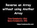 Reverse an Array without using Another Array In-Place Hindi