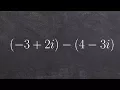 Algebra 2 - Using distributive property to help us subtract two complex numbers -3 2i