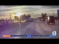 Boat launched over center divider lands in opposing lanes on 91 Freeway