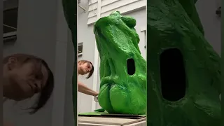 Easy homemade kids Slimer Ghostbusters costume Halloween