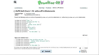 Java Practice-it Introduction to Java Programming Self-Check 1 16 withoutPrintStatements