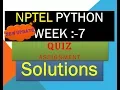 UPDATE NPTEL python assignment solution week 7 NPTEL quiz assignment week 7