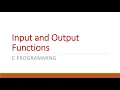 Chapter 3 Input and Output