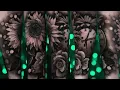 Girly Clock and Flower Half Sleeve Tattoo Idea WITH SPARKLES