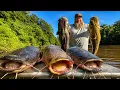 Monster Flathead Catfish on Bank Poles - Catch Clean Cook